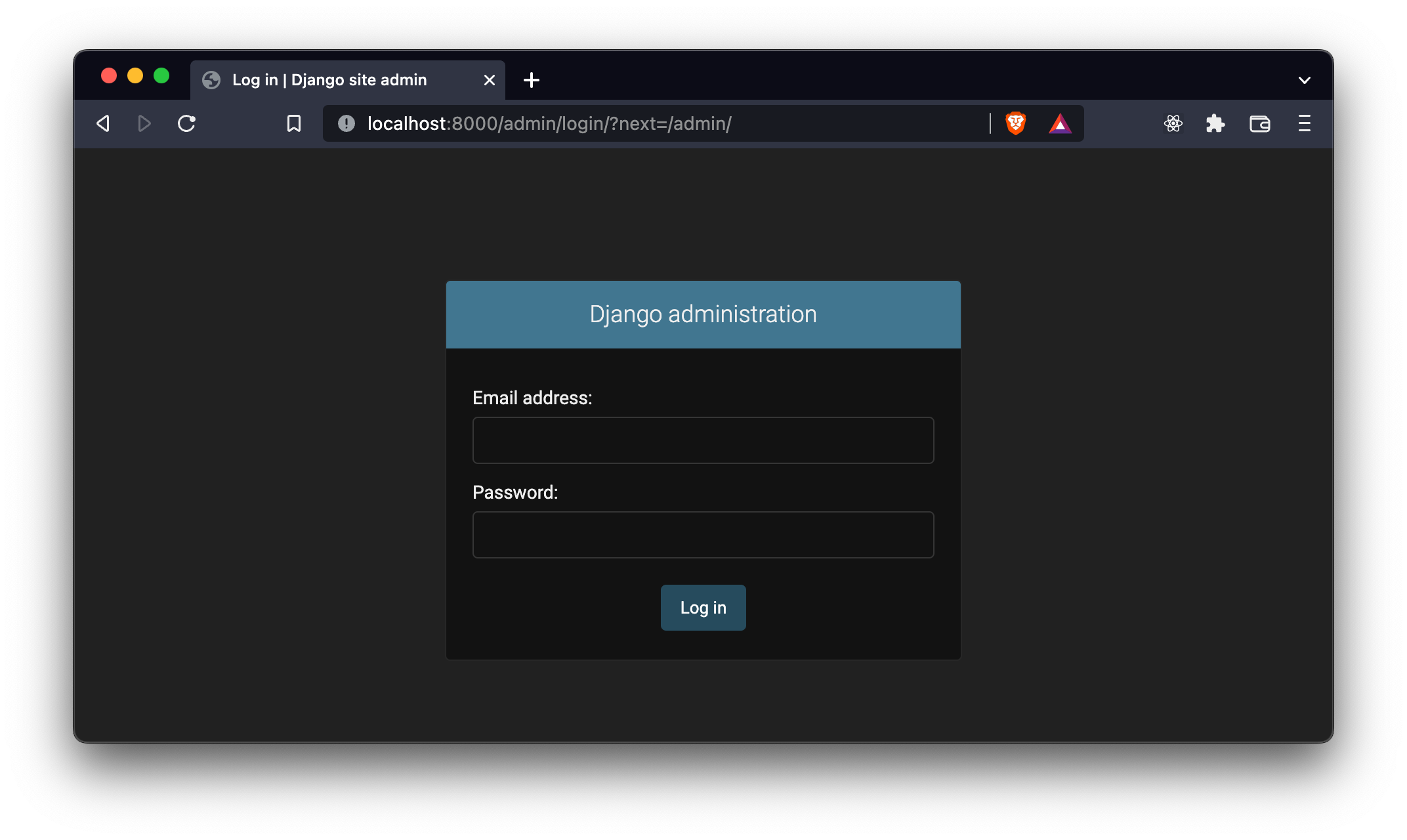 Django admin에서 Email address, Password만 받고 있는 화면