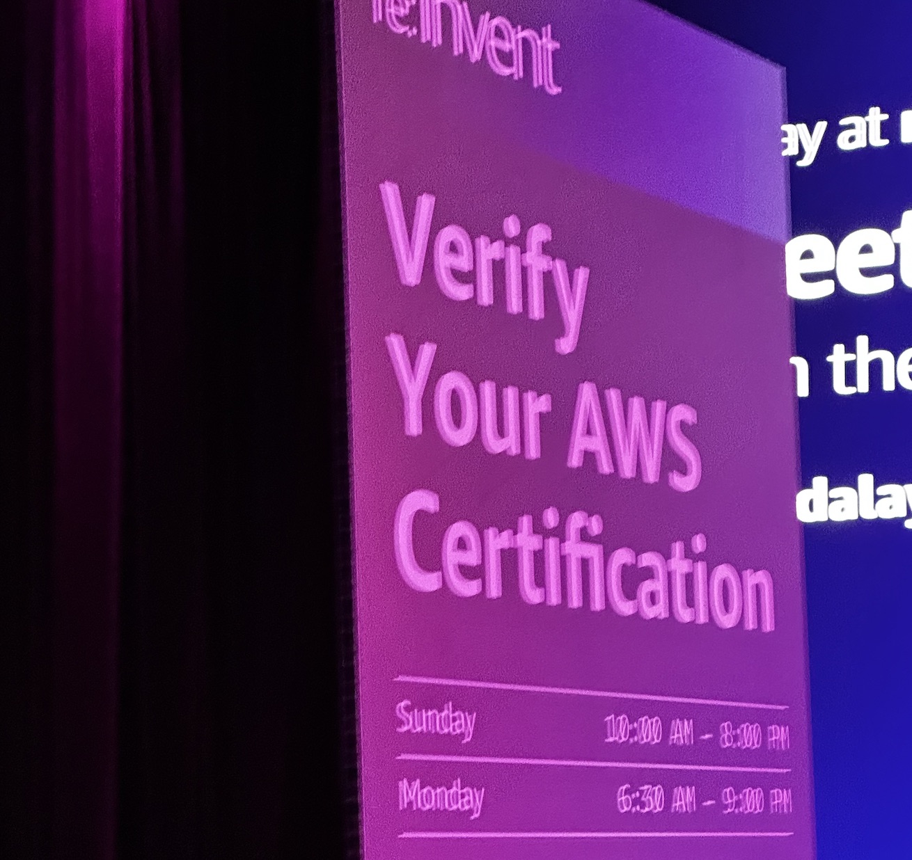 the booth sign for who has AWS certification